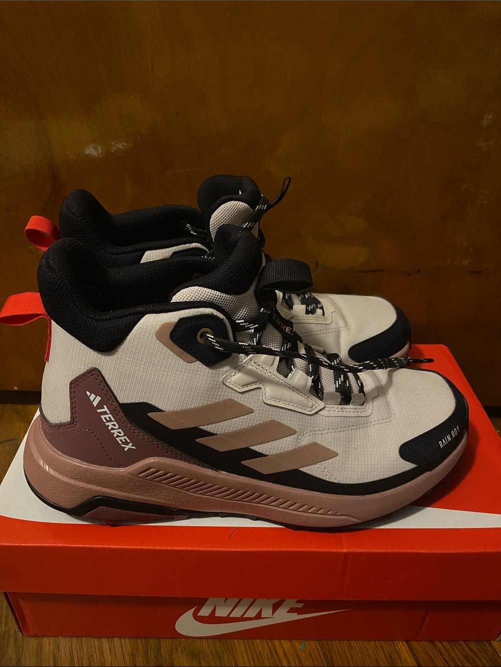 adidas Terrex Lace-Up Hiking Boots in Cream, Pink and Black